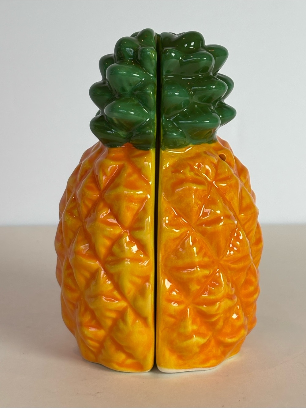 Ceramic Pineapple Salt & Pepper Shakers Tropical Kitchen Decor 4” Tall Set